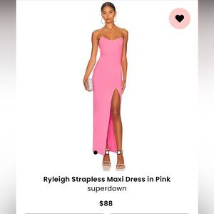 NWT Superdown Ryleigh Strapless Pink Maxi Prom dress XS
